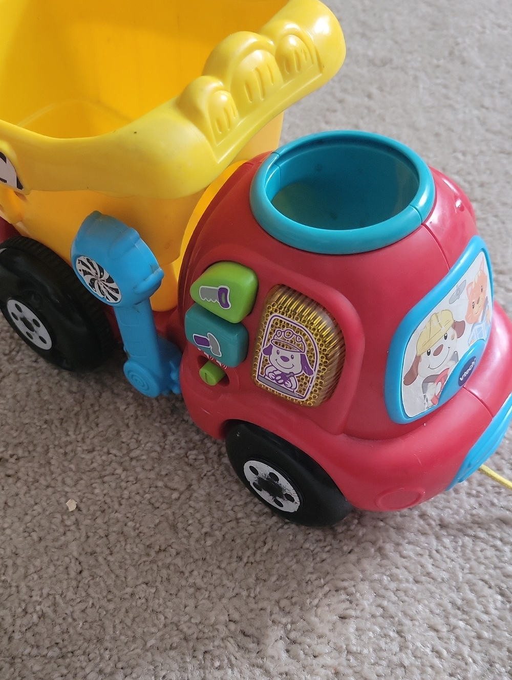 Interactive Pull-Along Toy Truck for Toddlers - Red and Yellow